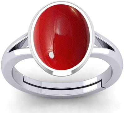 VishvMa 5.25 Ratti Created Moonga Adjustable Ring for Men and Women Metal Coral Ring