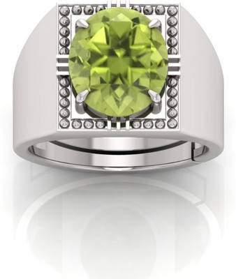 Pranjal Gems 12.25 Ratti Peridot Gemstone Adjustable Ring With Lab CertificateJO Stone Peridot Gold Plated Ring