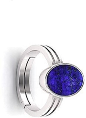 KUSHMIWAL GEMS 4.25 Ratti 3..00 Carat Natural Lapiz Ring Original Brass Lapis Lazuli Silver Plated Ring