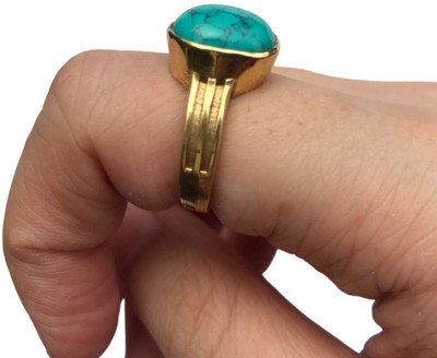 Gemzonite Unique & Effective Original Turquoise / Firoza Stone ring for Men&Women Brass Turquoise Ring