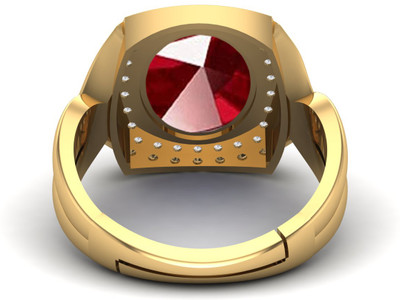 KUSHMIWAL GEMS 5.25 Ratti Natural Ruby Manik Loose Gemstone Plated Brass Ruby Gold Plated Ring