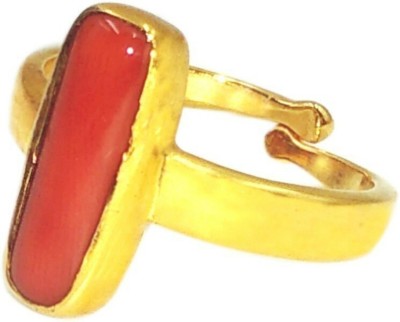 MITHILA Coral Brass Coral Gold Plated Ring