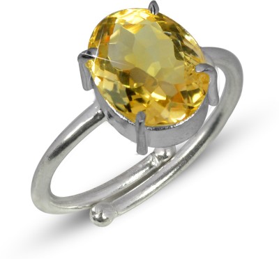 CRYSTU Natural Citrine Round Adjustable Crystal Gemstone Ring Stone, Crystal Citrine, Crystal Ring