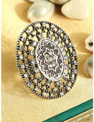 BHANA CREATIONS RNG-M-20137-SIL-BC Alloy Cubic Zirconia Silver Plated Ring