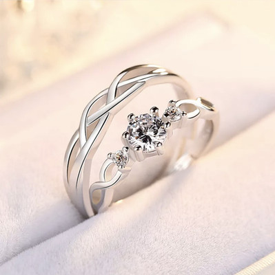 Teeragaj Adjustable Couple Rings for lovers valentine gift set Stainless Steel Ring Set