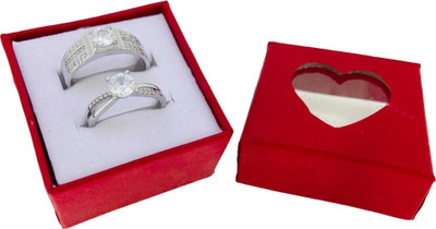 kazare Alloy Agate Rhodium Plated Ring Set