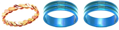 Dynamic Retail Global Set of 3 Rings for Men & Women, Blue-Gold Copper Ring