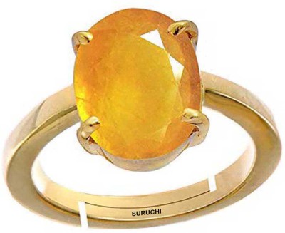 Suruchi Gems & Jewels Yellow Sapphire/Pukhraj 8.25 Ratti or 7.5 Ct Panchdhatu/5 Metal Women Adjustable Stone Ring
