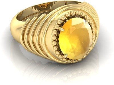 MBVGEMS Brass Sapphire Gold Plated Ring