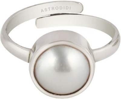 Devadidev Moti Stone Ring Pearl Gemstone Ring with Lab Report 5.25 Ratti Silver Coated Alloy Pearl Ring