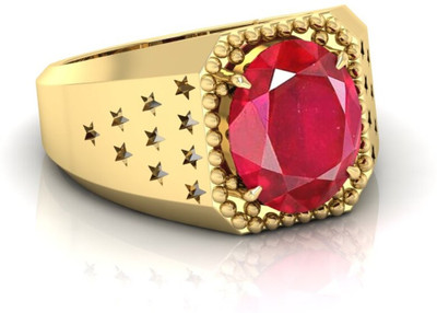 Pranjal Gems Crystal Ruby Rhodium Plated Ring
