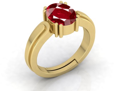 GenZcomplex Natural Ruby stone ring for man and women 7.50 ratti A+ Silver Ruby Gold Plated Ring