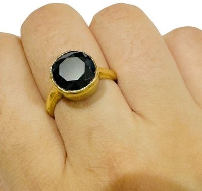 GenZcomplex Lab certified Original stone Black sulemani Hakik / Agate Ring Brass Ring