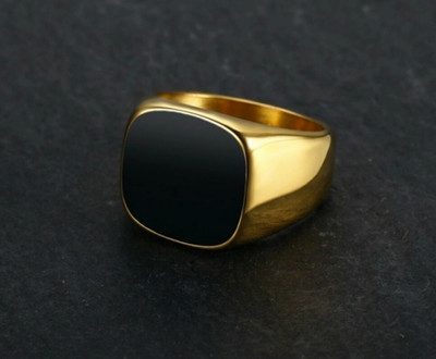 house of common Vedansh Enterprises Stylish Silver,Gold&Titanium Plated Black Onyx Rings Brass Onyx Gold Plated Ring