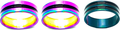 Dynamic Retail Global Set of 3 Rings for Men & Women, Multicolor-Green Alloy Ring