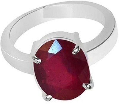 SIDHGEMS 7.25 Ratti 6.00 Carat Natural Ruby Stone Manik Ring Brass Ruby Silver Plated Ring