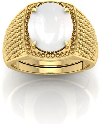 Pranjal Gems Crystal Moonstone Gold Plated Ring