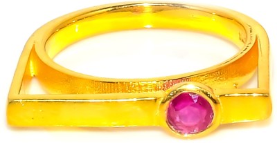 jete Stackable Statement Sterling Silver Ruby Gold Plated Ring