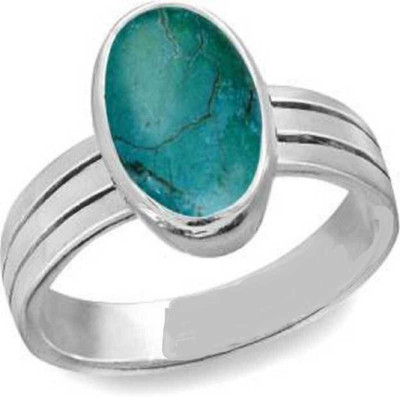GenZcomplex Turquoise / Firoza Astrology Ring for Men & Women Brass Turquoise Silver Plated Ring