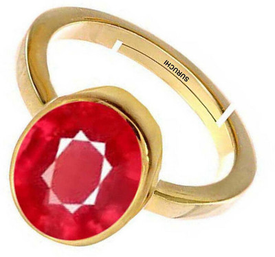 Suruchi Gems & Jewels Ruby (Manik) 7.25 Ratti or 6.5 Ct Gemstone Panchdhatu (5 Metal) Men Adjustable Stone Ring