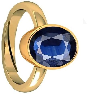 KUSHMIWAL GEMS 6.25 Ratti 5.00 Carat Blue Sapphire Ring Panchdhatu Adjustable Neelam Ring Brass Sapphire Gold Plated Ring