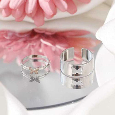 Teeragaj Stainless Steel Silver Plated Ring Set