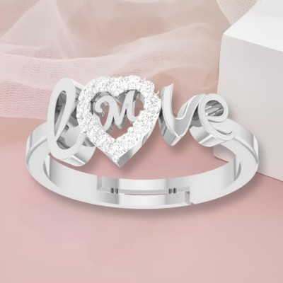 sk jewels Love Collection letter M American Diamond Adjustable Valentine Silver Ring Brass Cubic Zirconia Silver Plated Ring