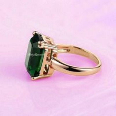 kanvi 7.25 Ratti Natural Panna Stone Emerald Ring For Men & Women Certified Ring Brass Gold Plated Ring