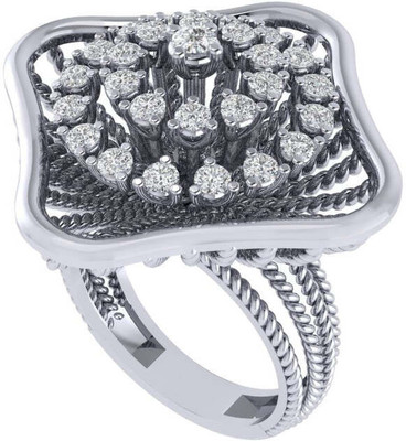 Diamtrendz Jewels Sterling Silver Zircon Ring For Women & Girls Sterling Silver Cubic Zirconia Rhodium Plated Ring