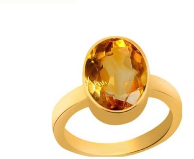RS JEWELLERS RS JEWELLERS Gemstones 5.15 Ratti Natural Certified Yellow Sapphire Pukhraj Gemstone Panchdhatu Ring ,Pukhraj Birthstone Astrology Ring Brass Sapphire Gold Plated Ring