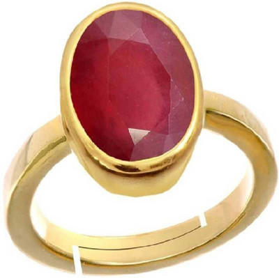 Gemzonite Ruby / Manik Ring with natural ruby gemstone certified ruby ston ring Brass Ruby Gold Plated Ring
