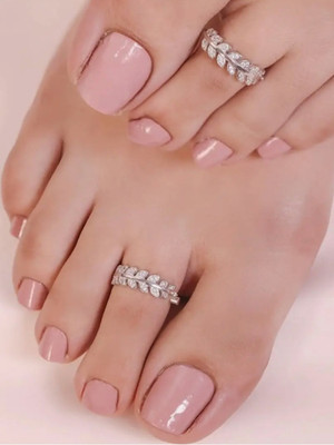 house of common Alloy Cubic Zirconia Sterling Silver Plated Toe Ring Set