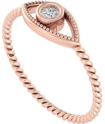 Diamtrendz Jewels Pure 925 Silver & Diamond Evil Eye Sterling Silver Cubic Zirconia Gold Plated Ring