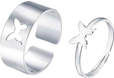Paladiya Krafts Couple Ring For Couple Ring Alloy Ring Set Stainless Steel Ring Set Stainless Steel Silver Plated Ring