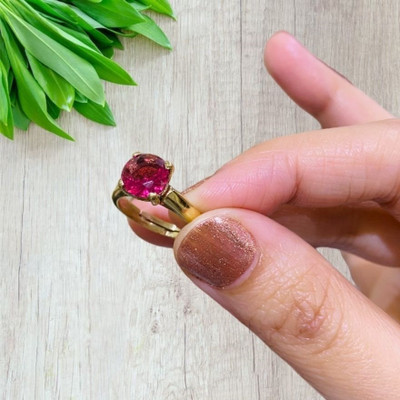Gemzonite Alloy, Bronze, Brass Ruby Gold Plated Ring