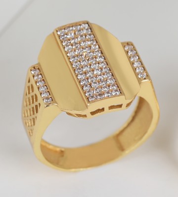 GORASH CREATION Brass Cubic Zirconia Gold Plated Ring