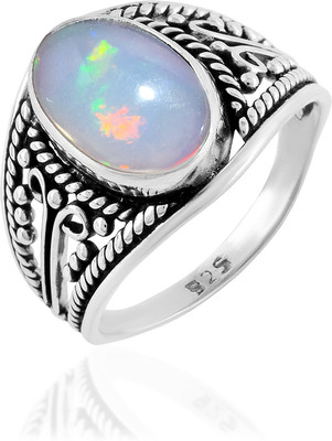 Silver Aura Creations Silver Opal Sterling Silver Plated Ring