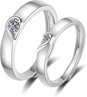 silvona jewel Heartbeat Bond Couple 925 Silver Rings Sterling Silver Zircon Rhodium Plated Ring