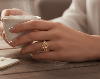 CHESTHA ONLINE STORE Brass Diamond Gold Plated Ring