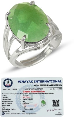 REIKI CRYSTAL PRODUCTS Certified Natural Green Jade Gemstone Adjustable Ring For Unisex Metal Jade Ring