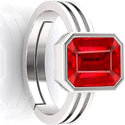 KUSHMIWAL GEMS 825 Ratti 7.00 Carat Quality Natural Burma Manik Brass Ruby Silver Plated Ring