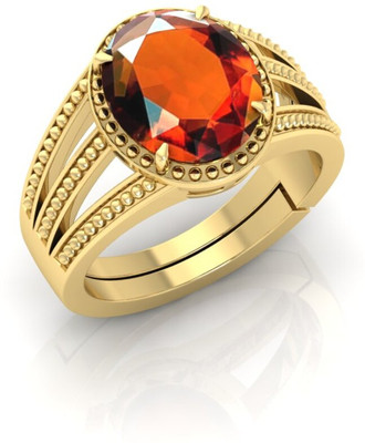 Pranjal Gems Metal Garnet Gold Plated Ring