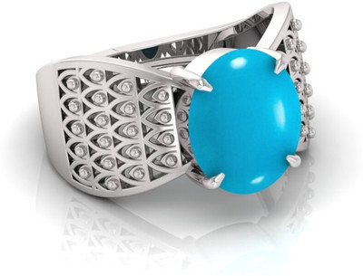 ShreeBalaji FIROZA GEMSTONE ORIGIONAL SERTIFIED RING GOLD FOR WOMEN AND MEN Brass Turquoise Silver Plated Ring