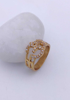 mahi creation Brass, Copper Diamond Gold Plated Ring