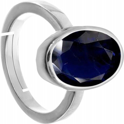 TODANI JEMS Certified Natural Blue Sapphire (Neelam) 7.25 Carat Silver Ring for Women Metal Sapphire Silver Plated Ring