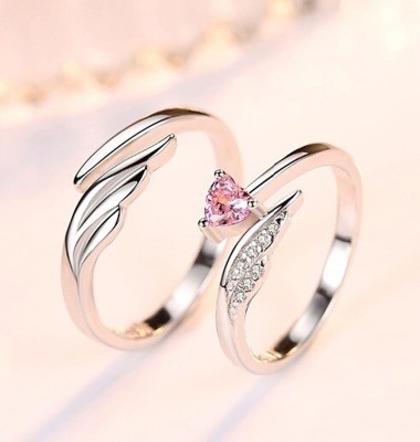 Animated stainless Steel Wedding Style Rings For Lovers, Couples, Husband Wife Stainless Steel Diamond Platinum Plated Ring Set