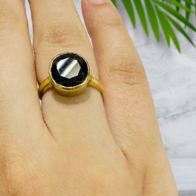 Gemzonite Sulemani Hakik / Agate Certified Precious Stone Ring For Men & Women Brass Ring