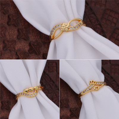 Gigev Brass Cubic Zirconia Gold Plated Ring Set