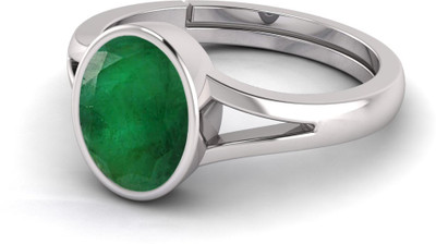 TODANI JEMS Natural 12.25 Ratti Emerald Ring With Lab Certificate Silver Emerald Sterling Silver Plated Ring