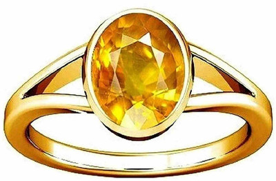 Ringry ​Product Title: Astrological Yellow Sapphire Gemstone Ring in Gold/Panchdhatu Stone, Alloy Sapphire Gold Plated Ring